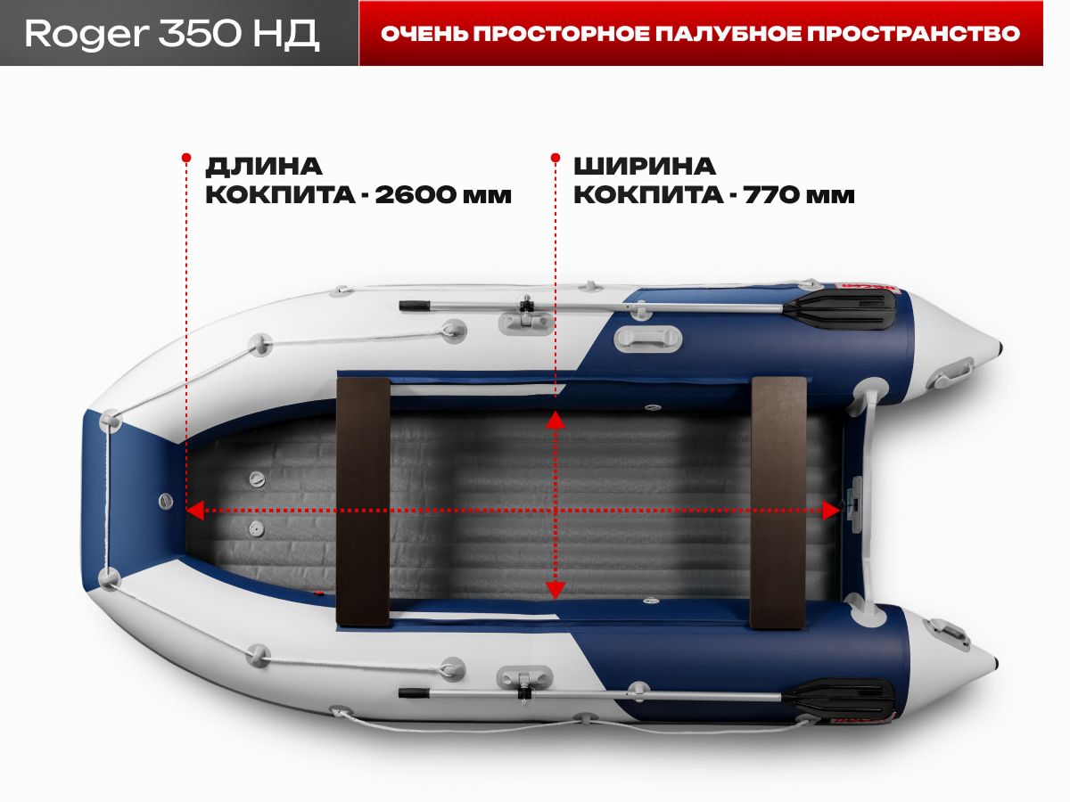Roger 350 НДНД белый/синий. Размер кокпита: 260х770.