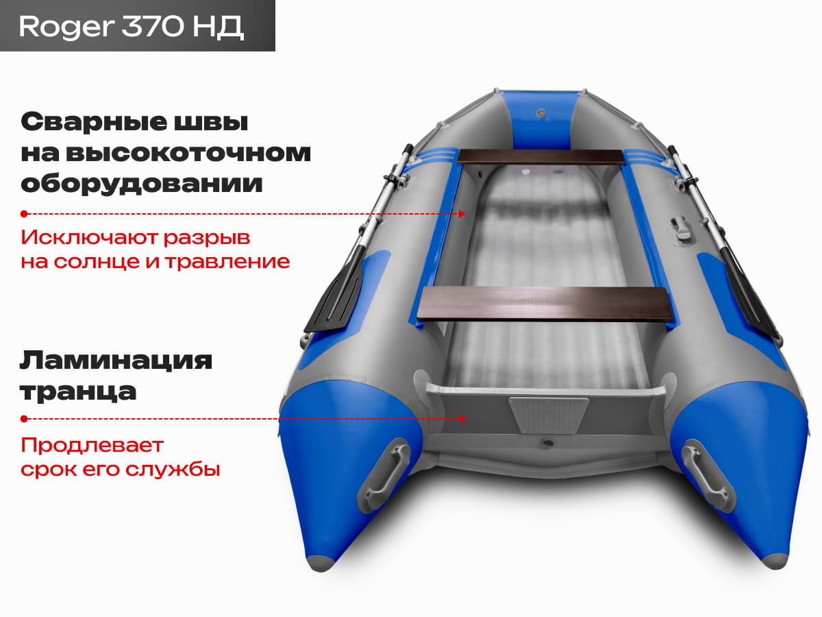Roger Zefir 370 НД серый/синий. Сварные швы, ламинированный транец.