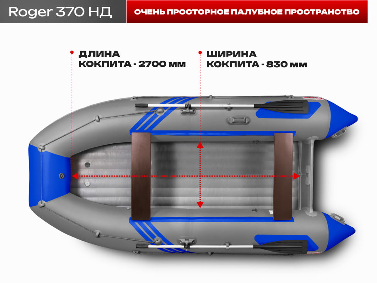 Roger Zefir 370 НД серый/синий. Кокпит 270х83.
